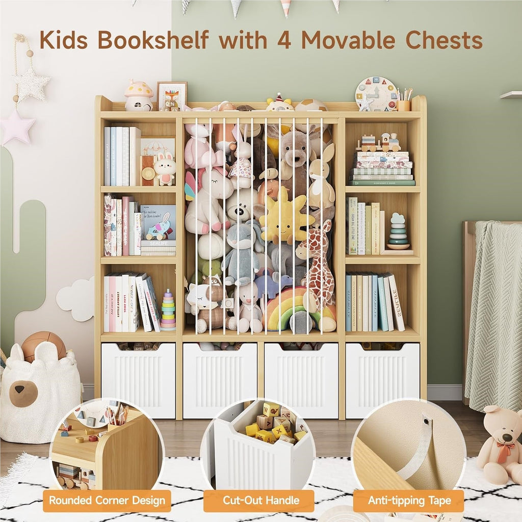 3-in-1 Kids Toy Chest and Storage Bookshelf