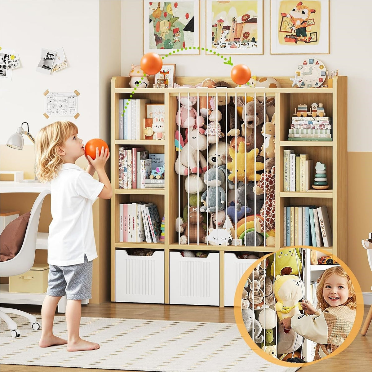 3-in-1 Kids Toy Chest and Storage Bookshelf