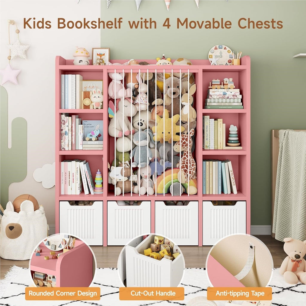 3-in-1 Kids Toy Chest and Storage Bookshelf