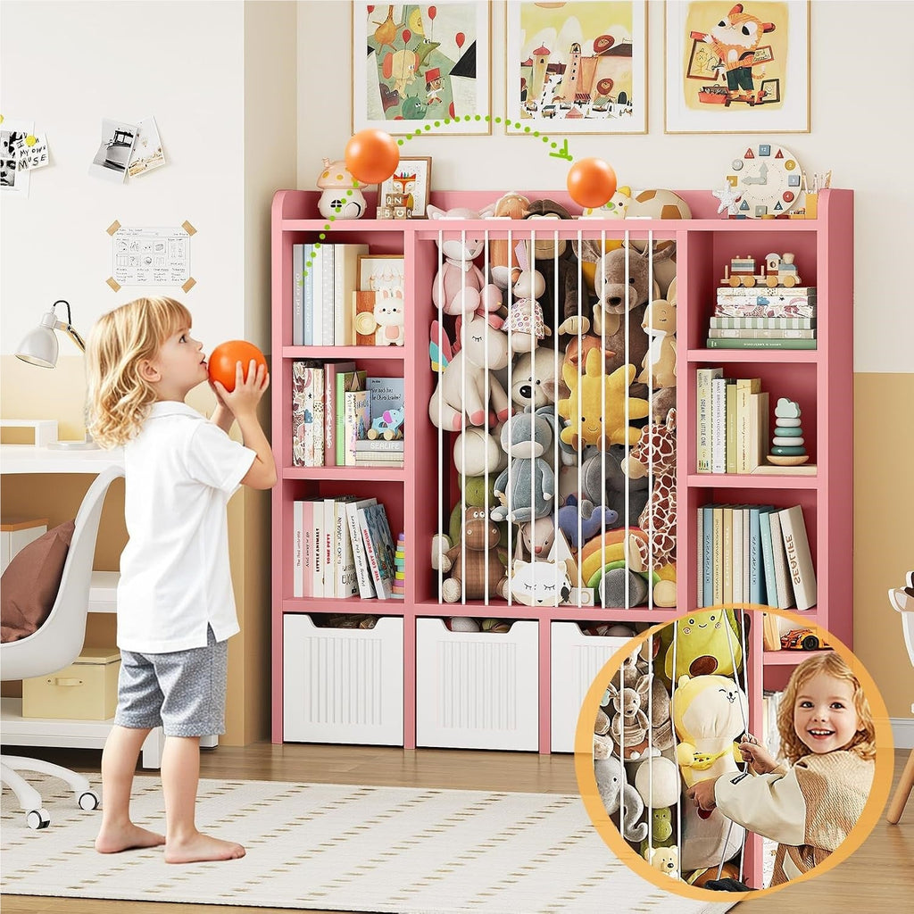3-in-1 Kids Toy Chest and Storage Bookshelf
