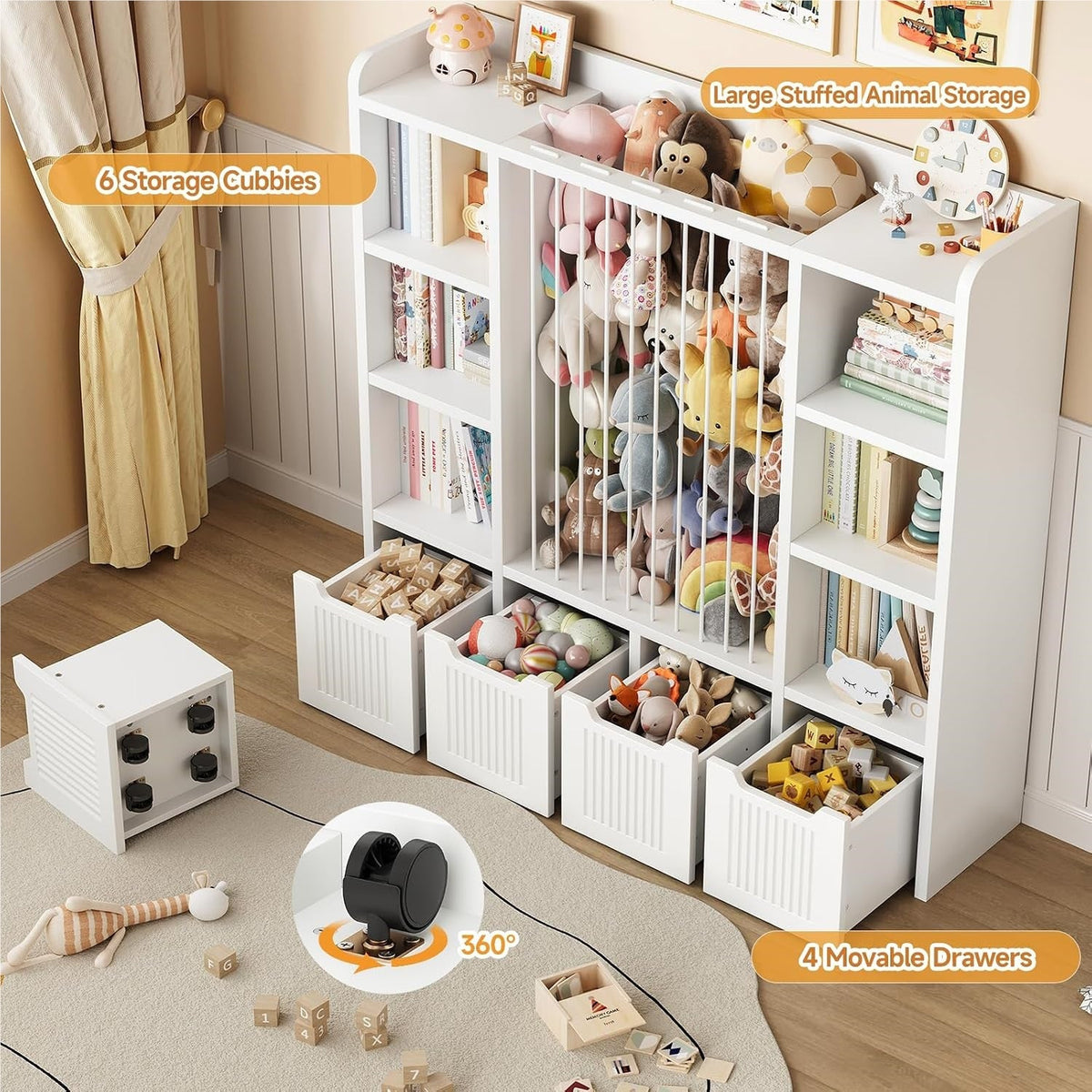 3-in-1 Kids Toy Chest and Storage Bookshelf