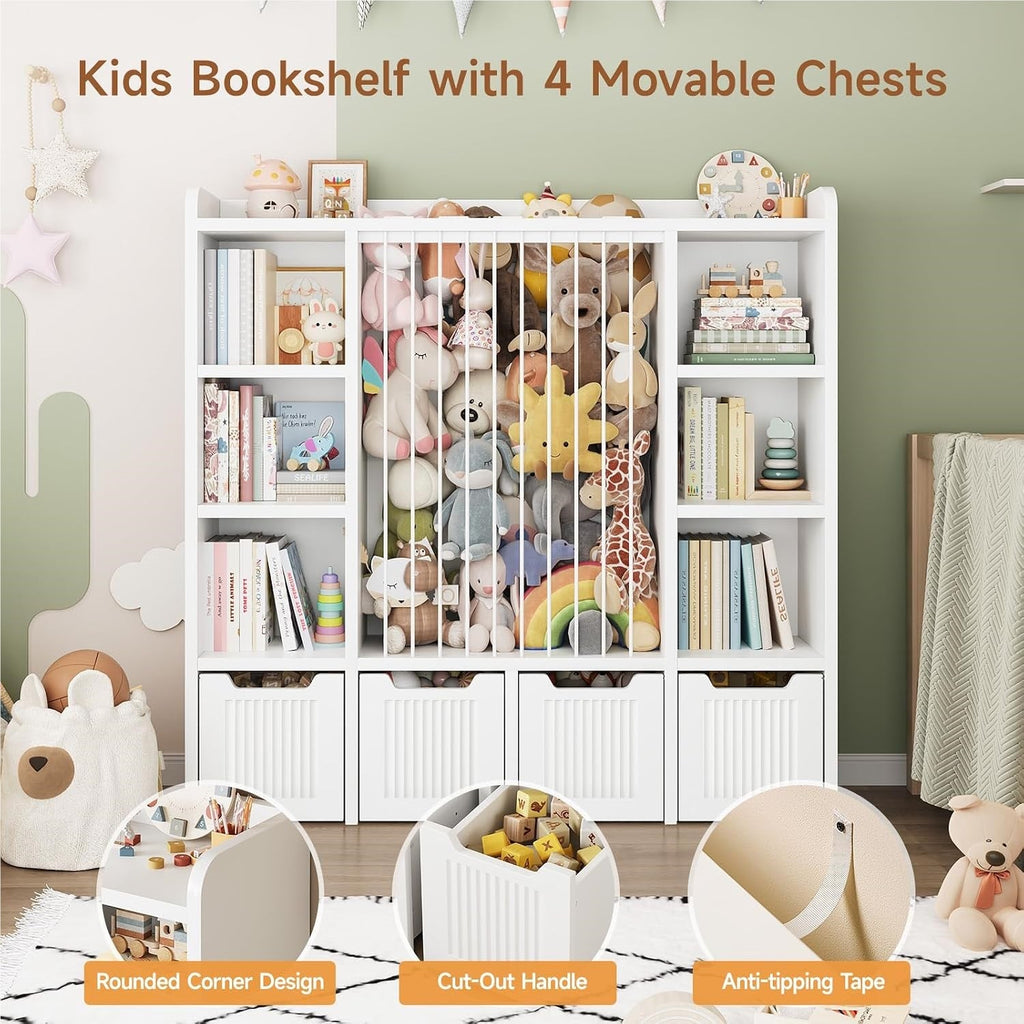 3-in-1 Kids Toy Chest and Storage Bookshelf
