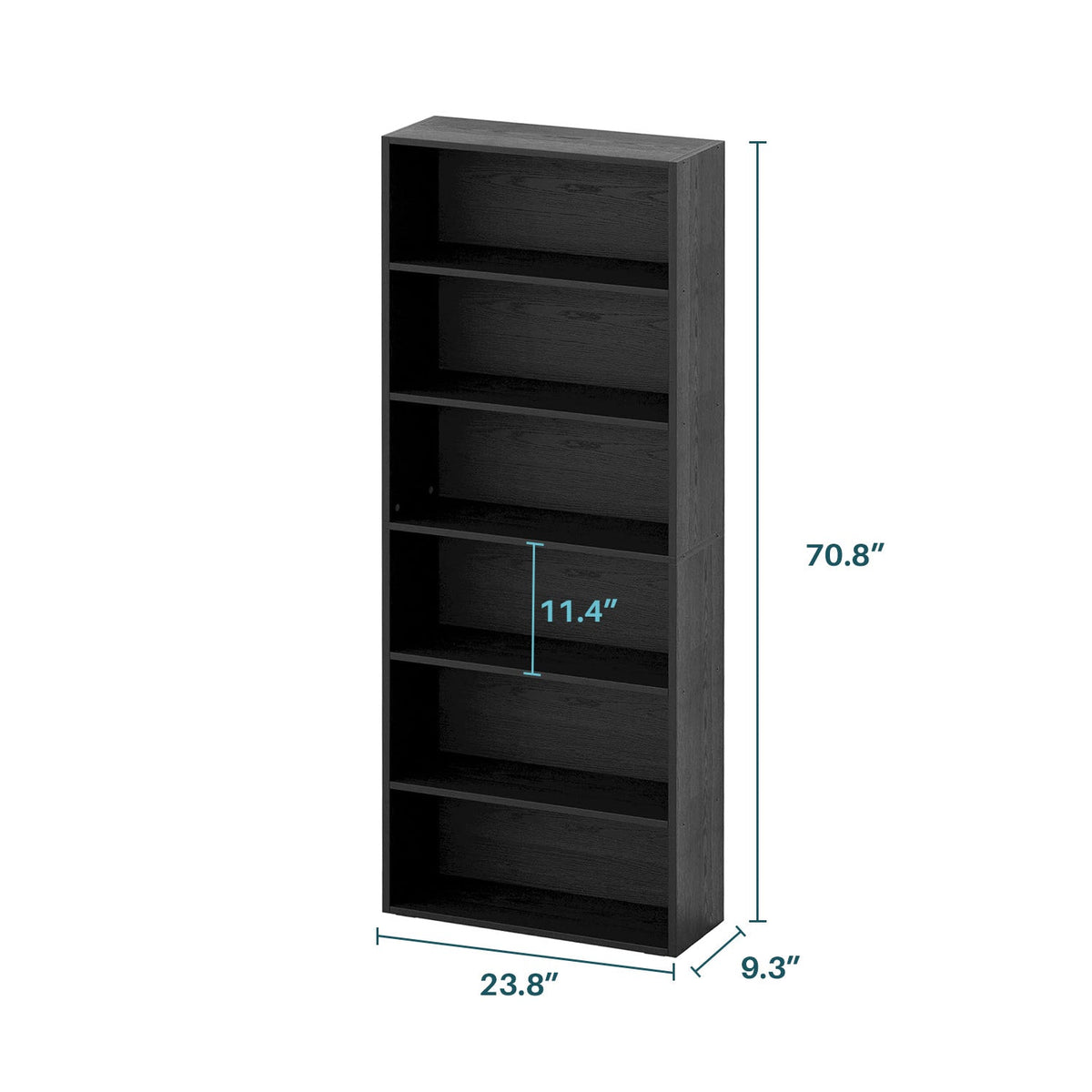 70 Inch Industrial 6-Shelf Floor Standing Bookshelf