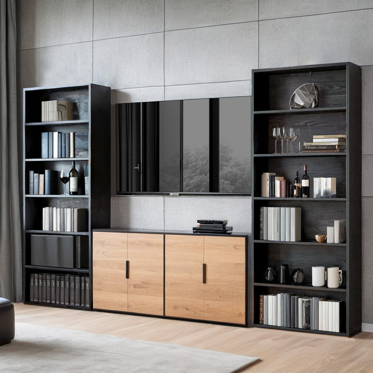 70 Inch Industrial 6-Shelf Floor Standing Bookshelf