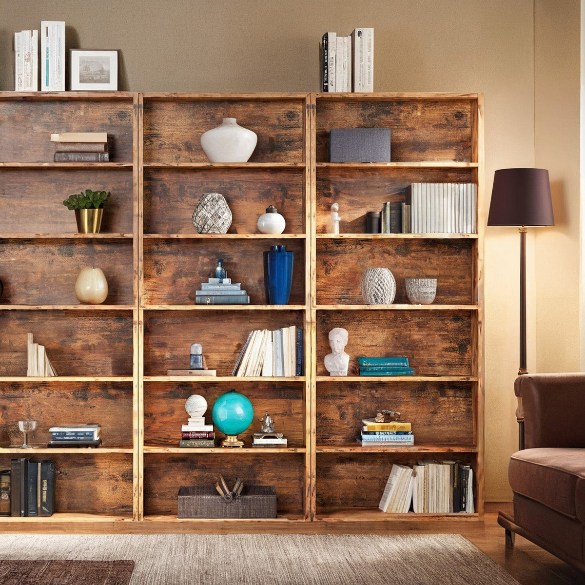 70 Inch Industrial 6-Shelf Floor Standing Bookshelf