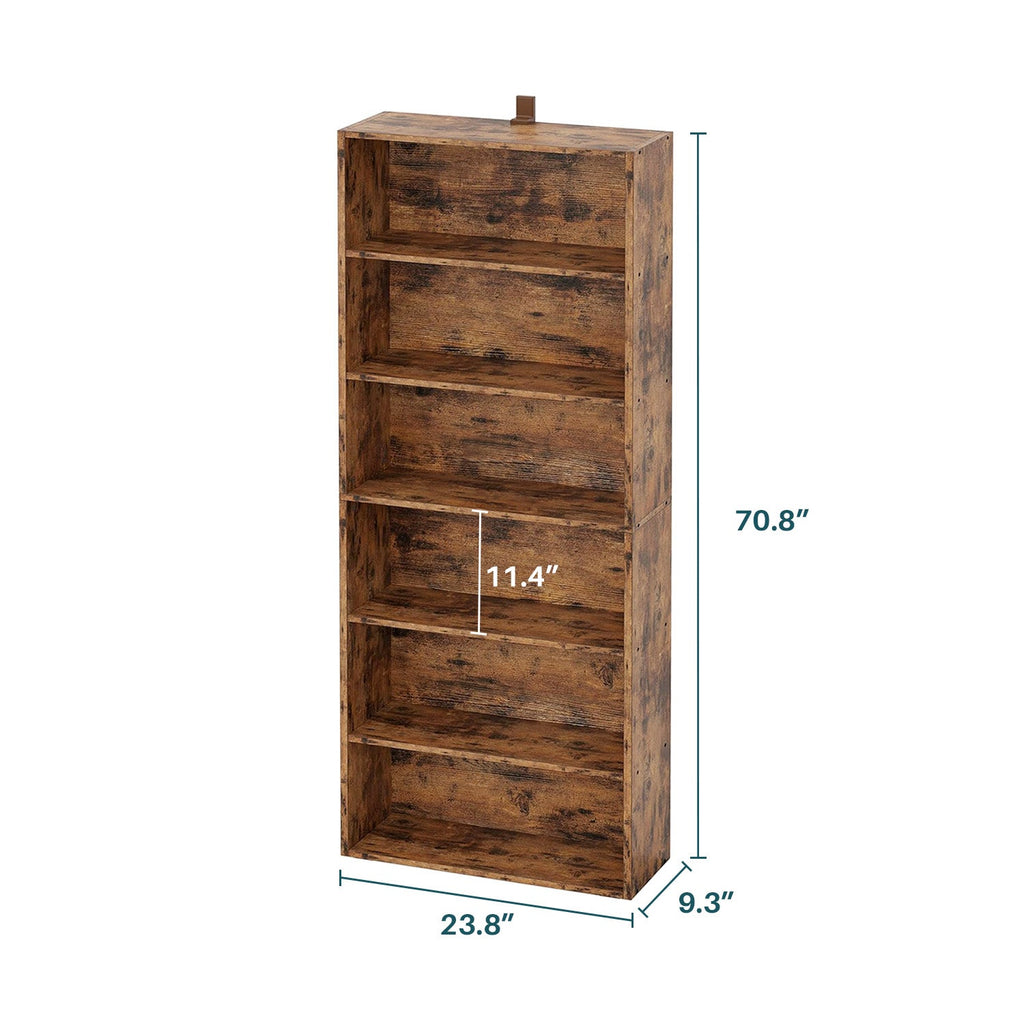 70 Inch Industrial 6-Shelf Floor Standing Bookshelf