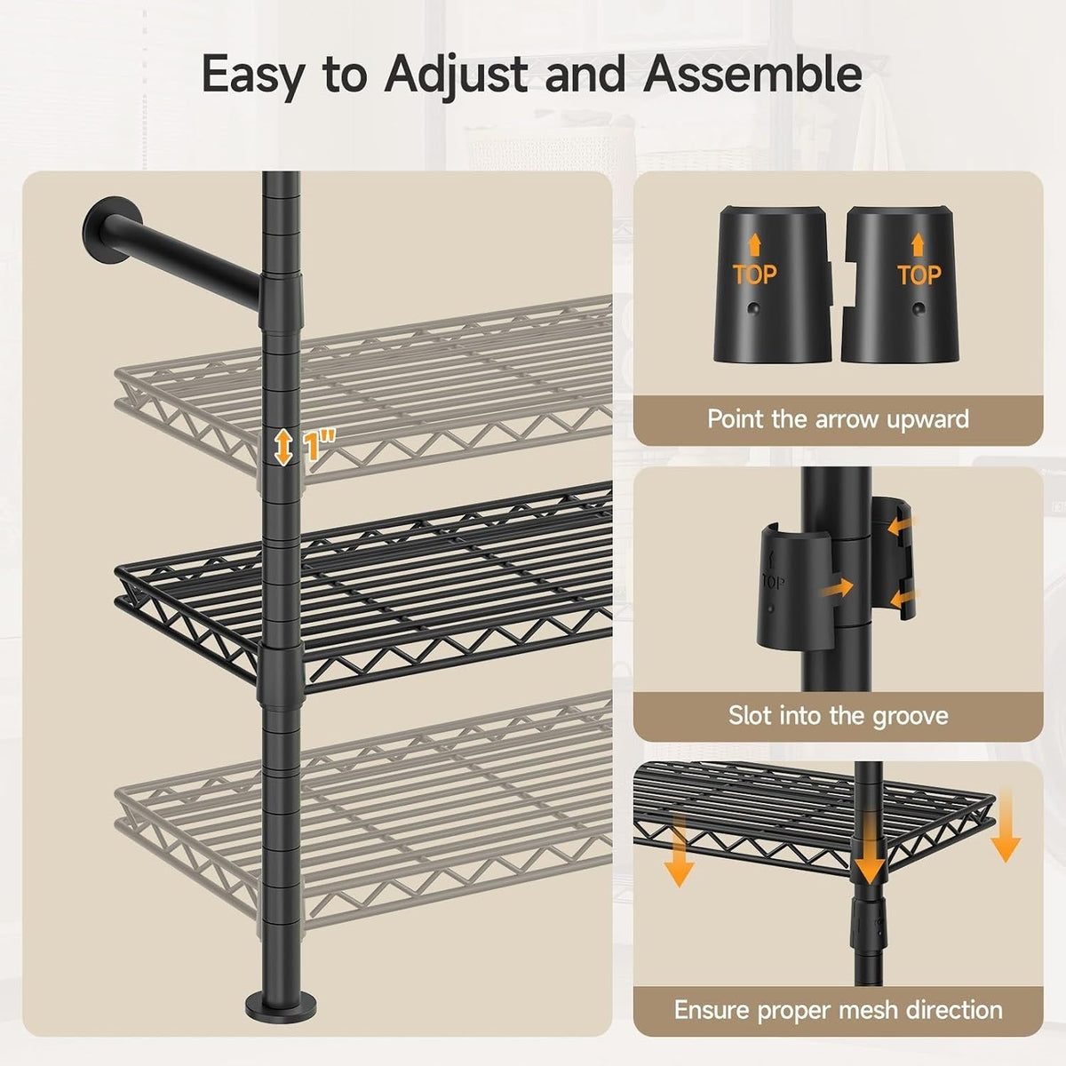 Wall Mounted Shoe Rack with 4 Hooks, 75 Inch Tall