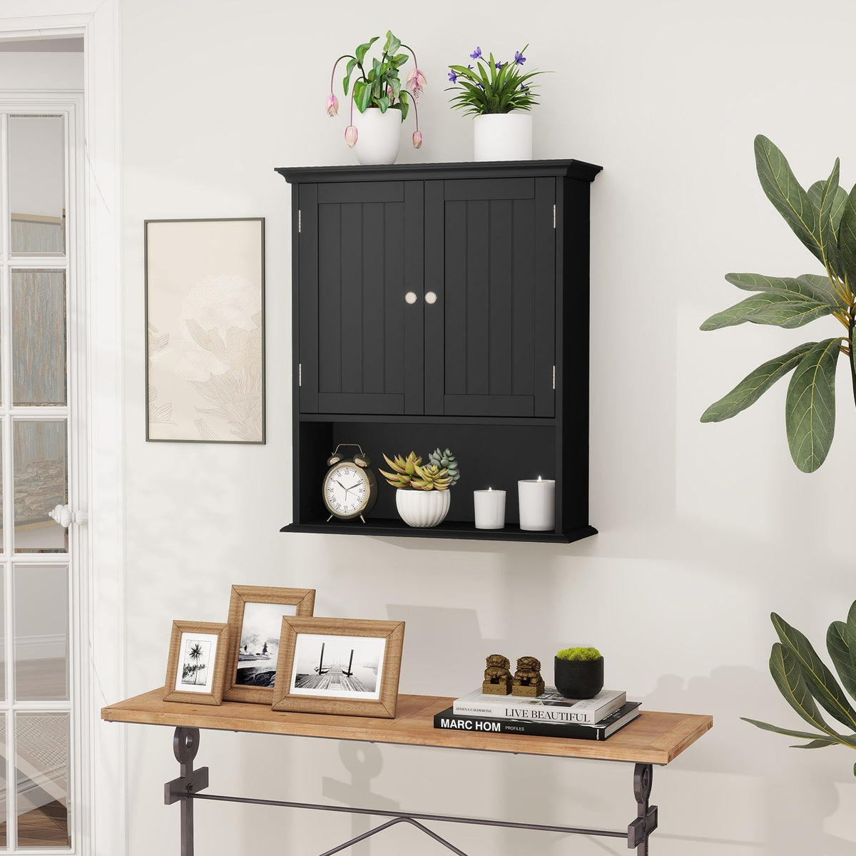 Wall-Mount Bathroom Cabinet with Doors and Shelves