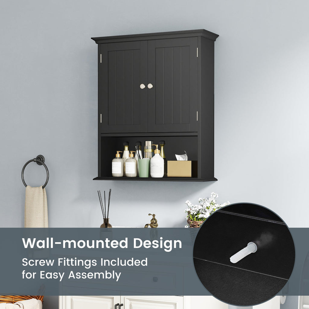 Wall-Mount Bathroom Cabinet with Doors and Shelves