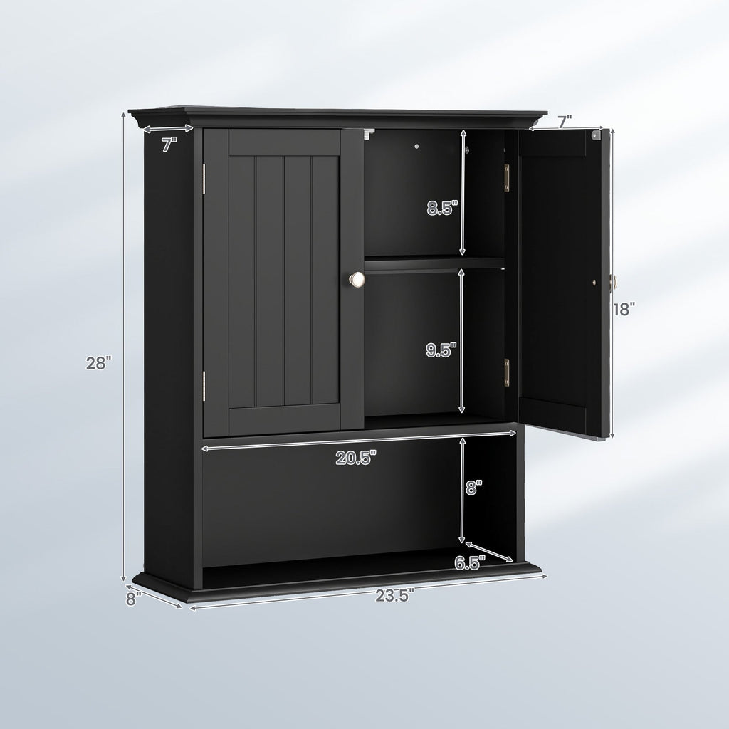 Wall-Mount Bathroom Cabinet with Doors and Shelves