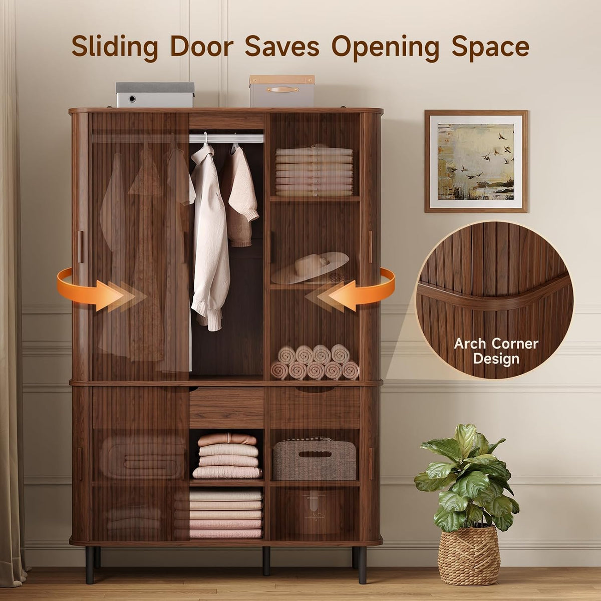 71-Inch Armoire Wardrobe with Sliding Doors