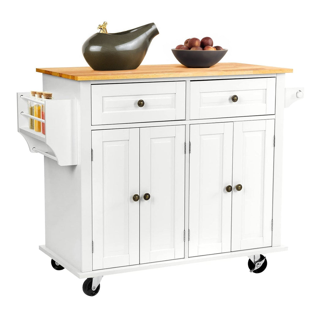 43.3 Inch Wide Rolling Kitchen Island with Wood Top