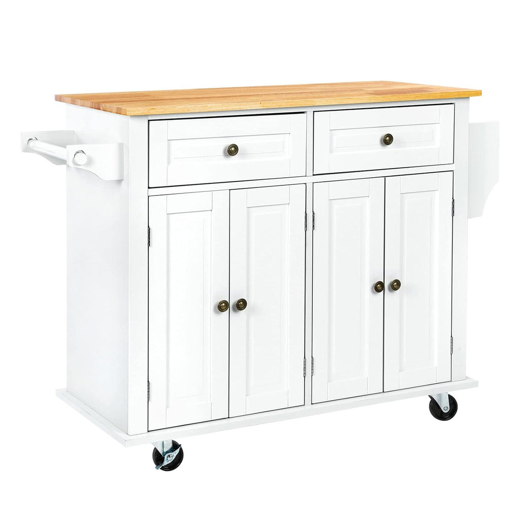 43.3 Inch Wide Rolling Kitchen Island with Wood Top