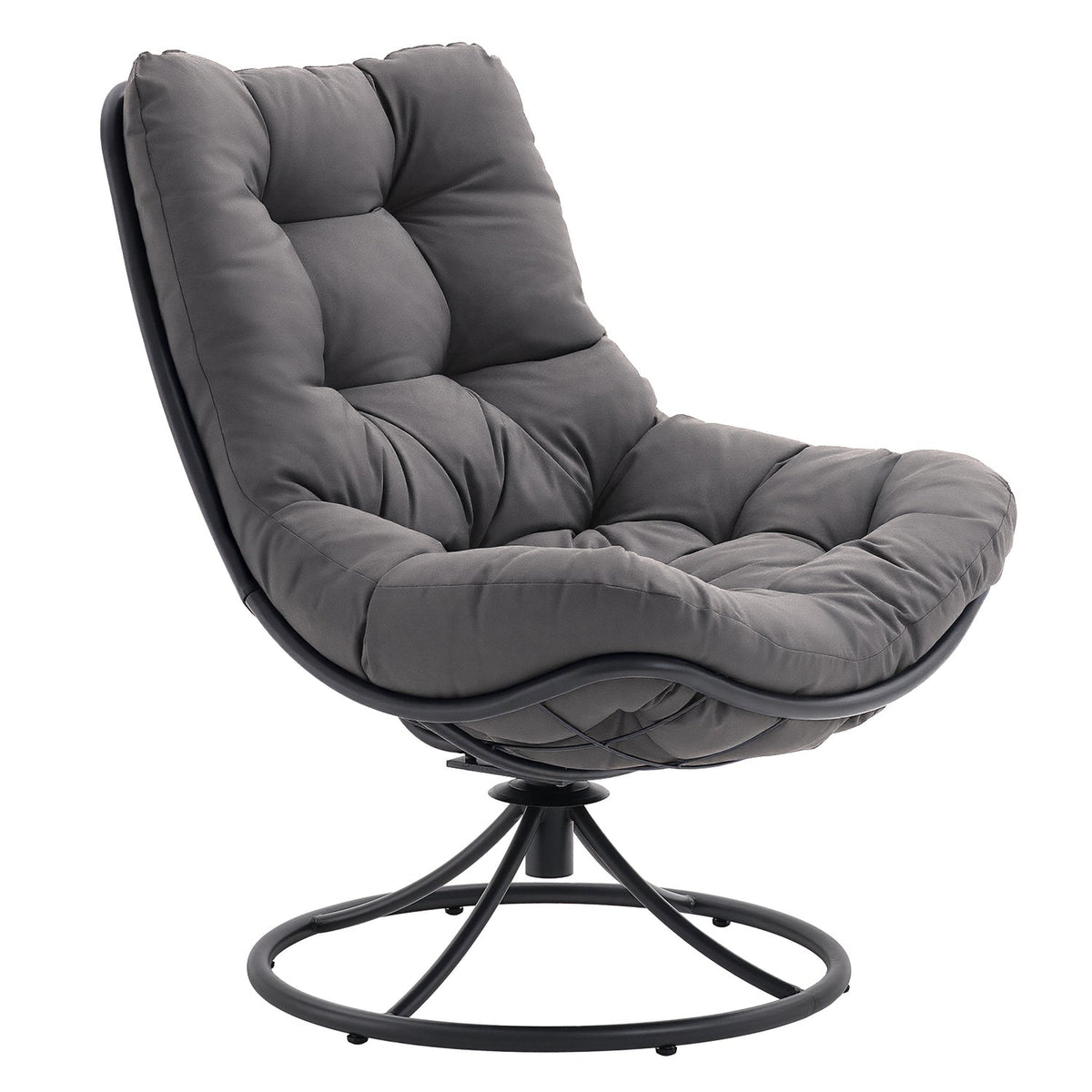 360 Degree Swivel Accent Chair with Tufted Cushion