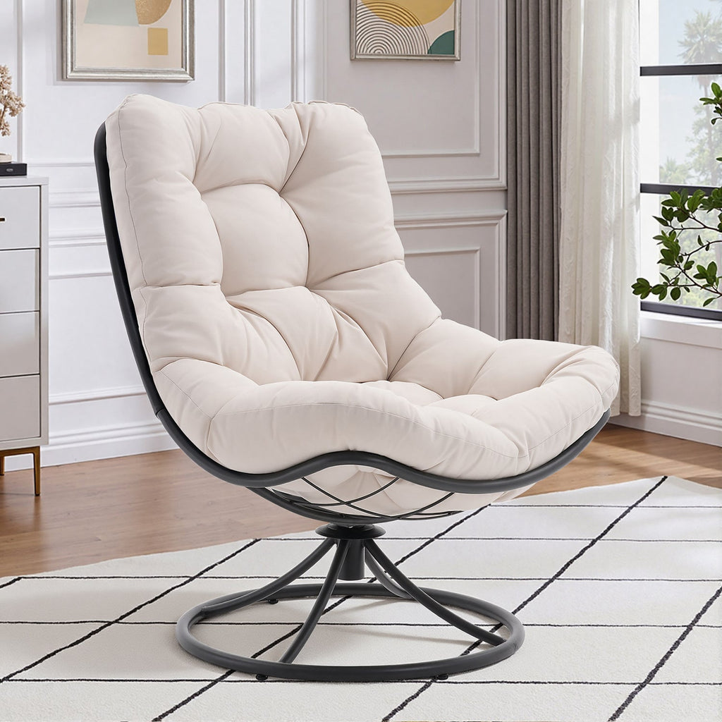 360 Degree Swivel Accent Chair with Tufted Cushion