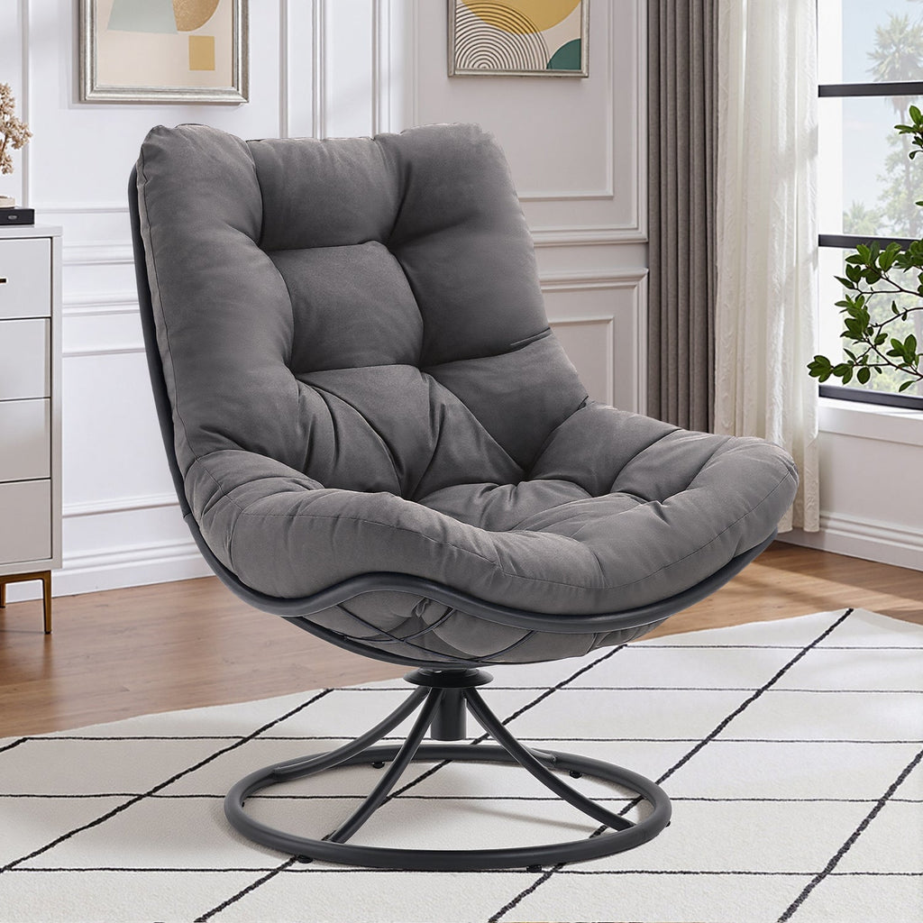 360 Degree Swivel Accent Chair with Tufted Cushion