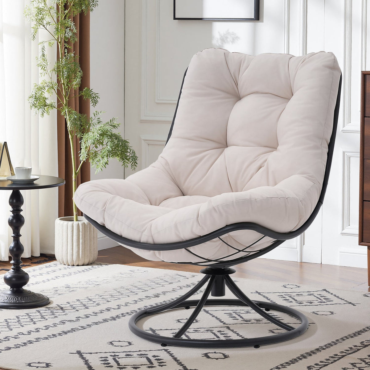 360 Degree Swivel Accent Chair with Tufted Cushion