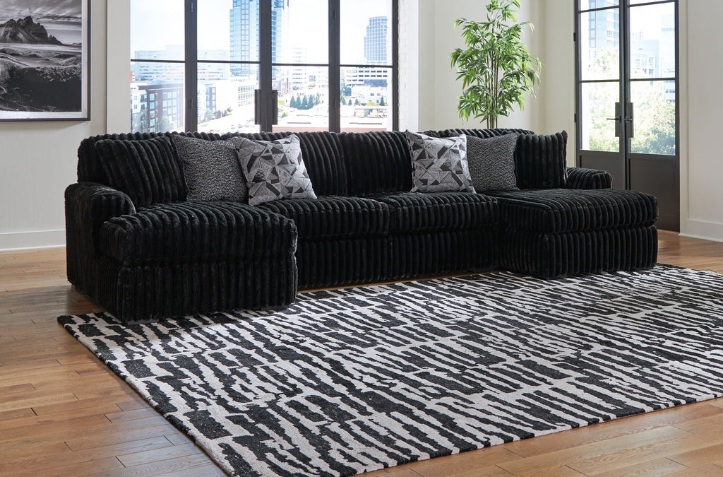 Midnight-Madness Black Sectional Set