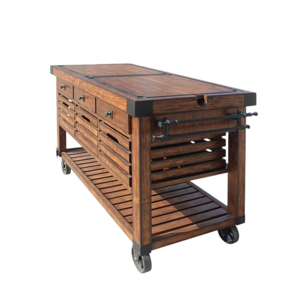 Kaif Distressed Chestnut Kitchen Cart