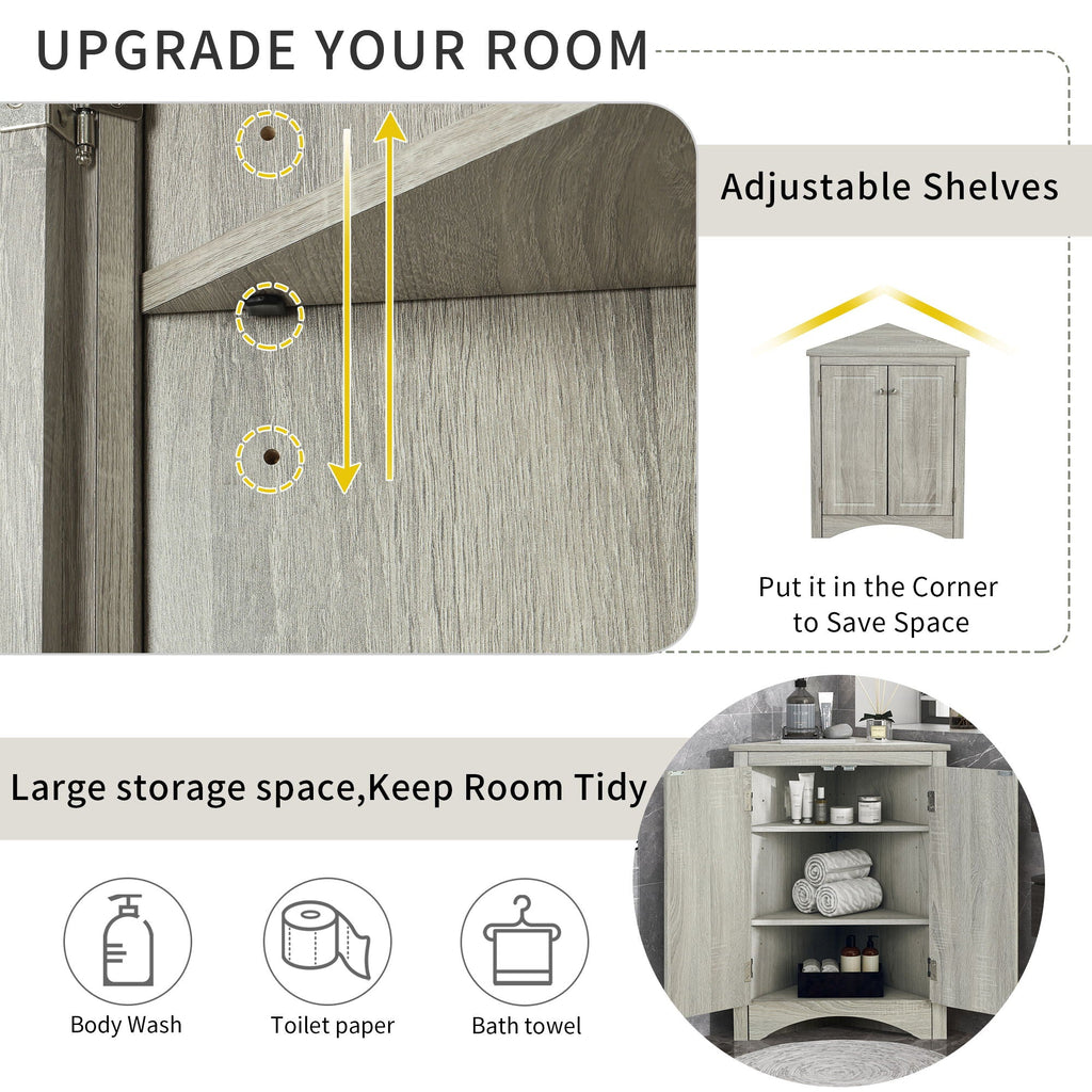 Triangle Bathroom Storage Cabinet, Adjustable Shelves