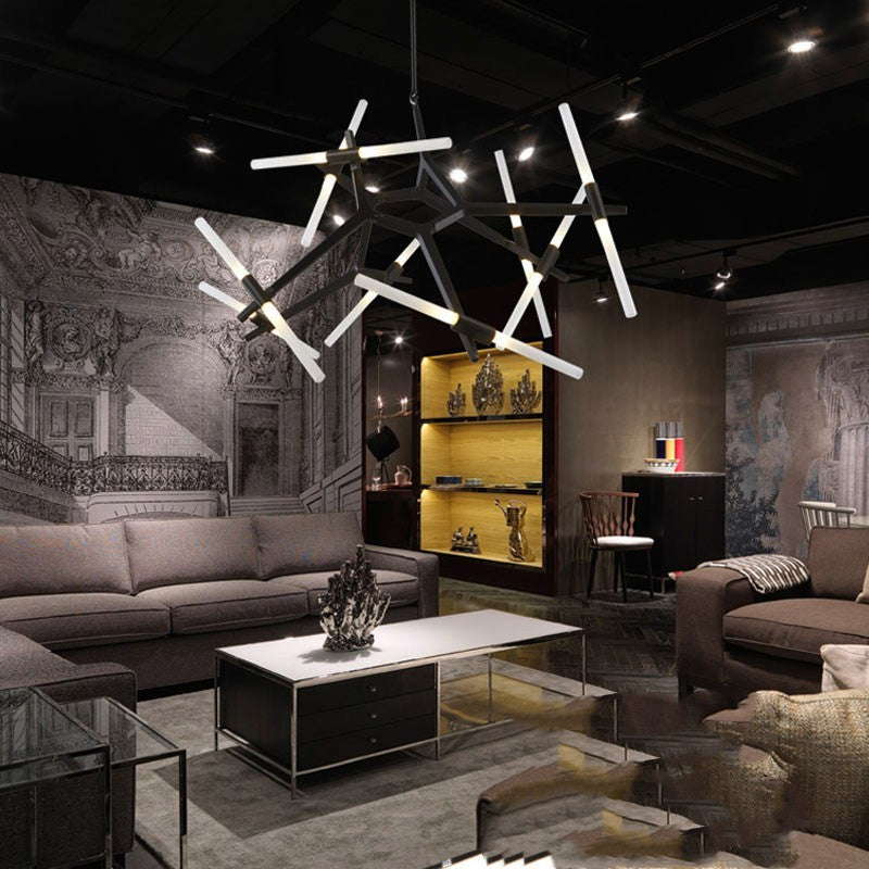 Modern Irregular Chandelier, Black, 6 to 18 Heads
