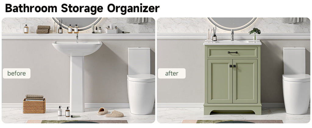 28 Inch Bathroom Vanity with Ceramic Sink and Shelf
