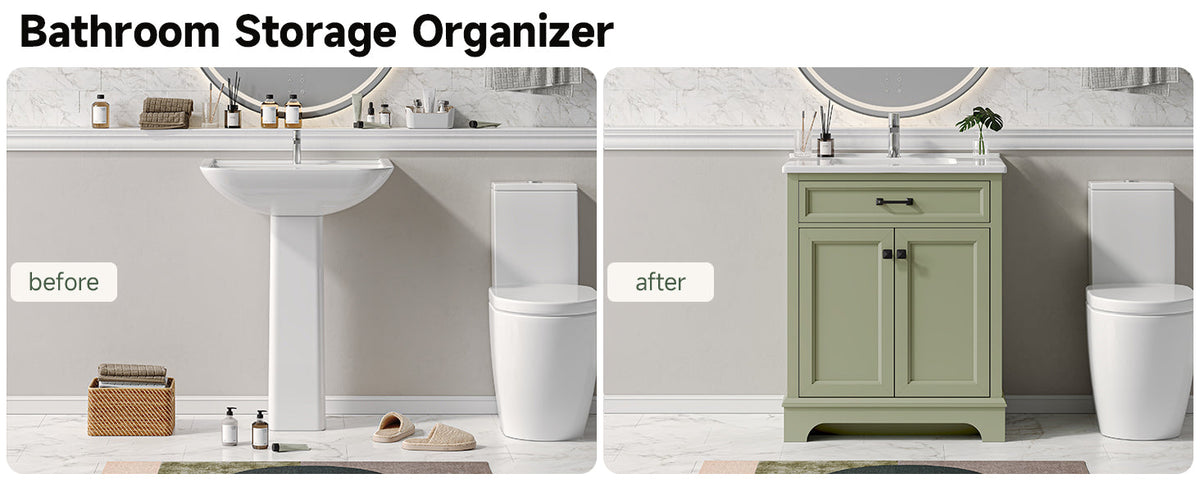 28 Inch Bathroom Vanity with Ceramic Sink and Shelf