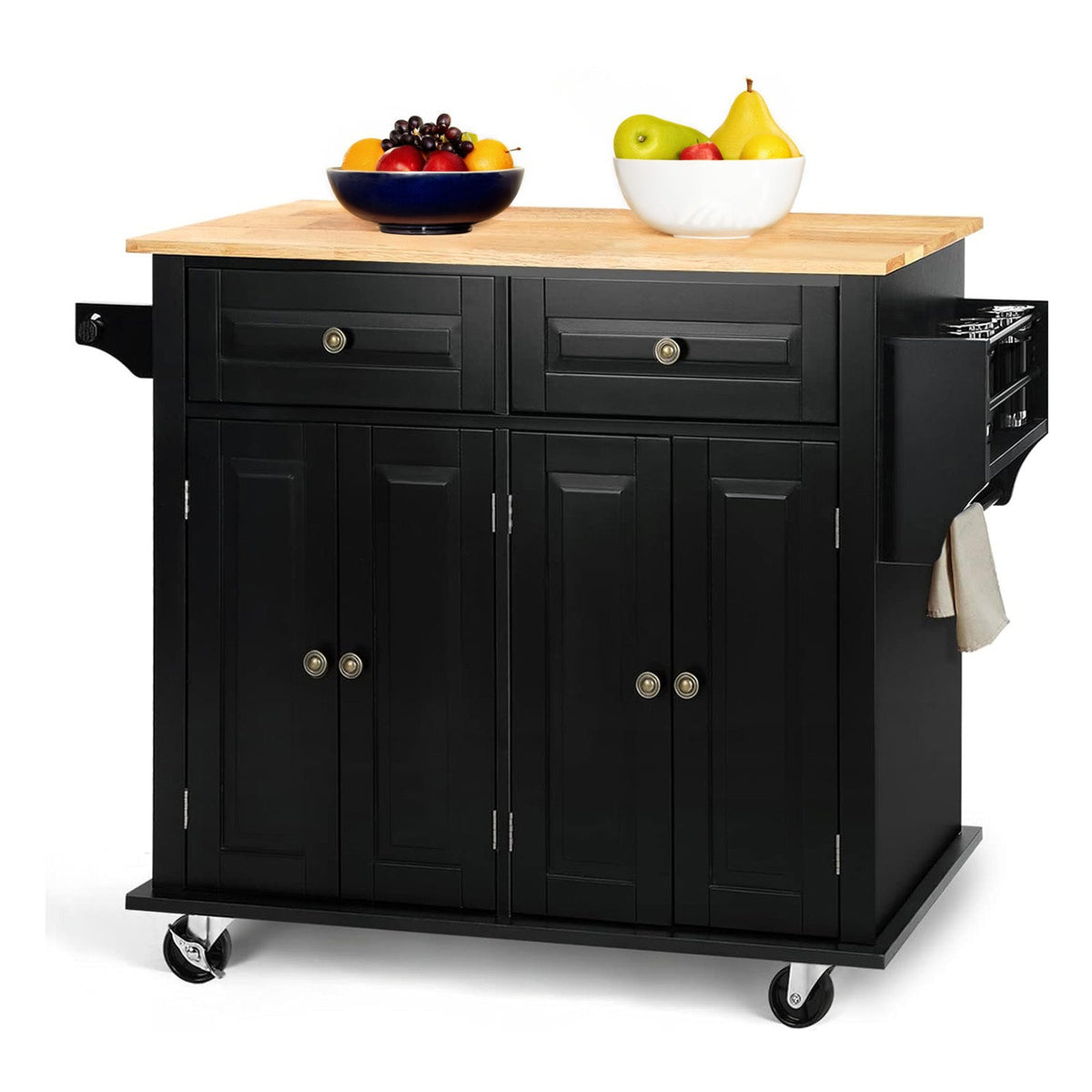 43.3 Inch Wide Rolling Kitchen Island with Wood Top