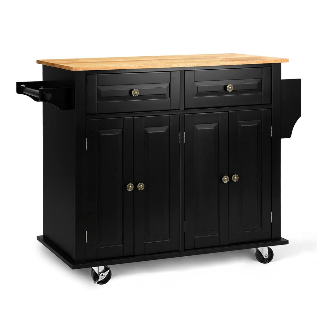 43.3 Inch Wide Rolling Kitchen Island with Wood Top