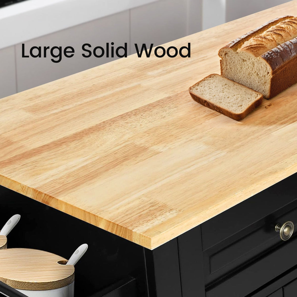 43.3 Inch Wide Rolling Kitchen Island with Wood Top