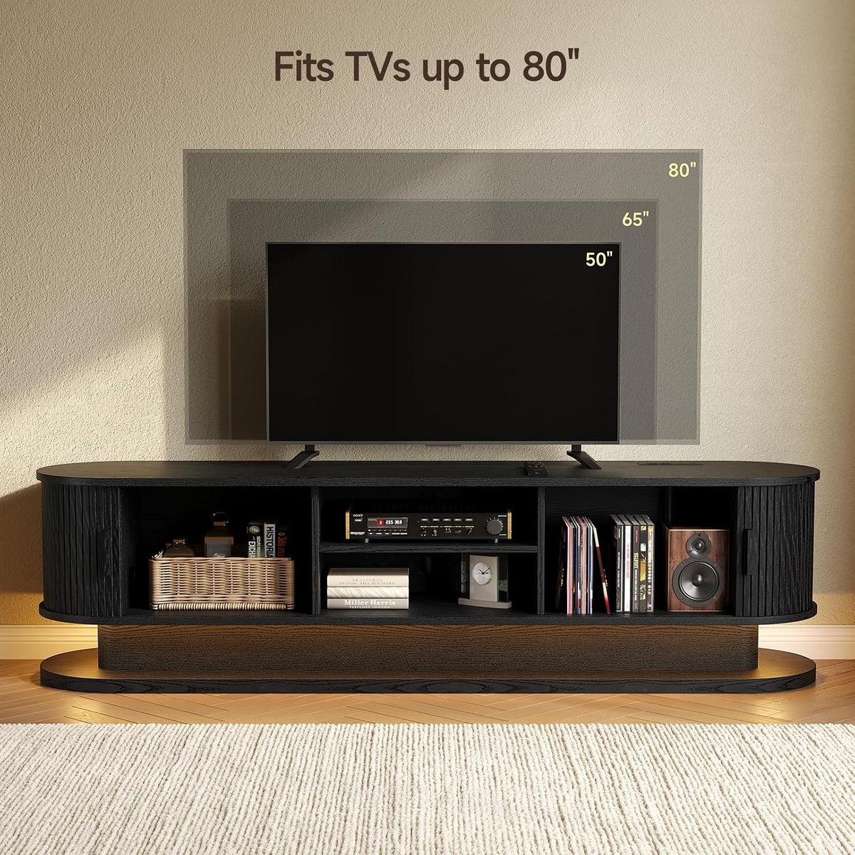 70 Inch Fluted TV Stand for 80 Inch TVs