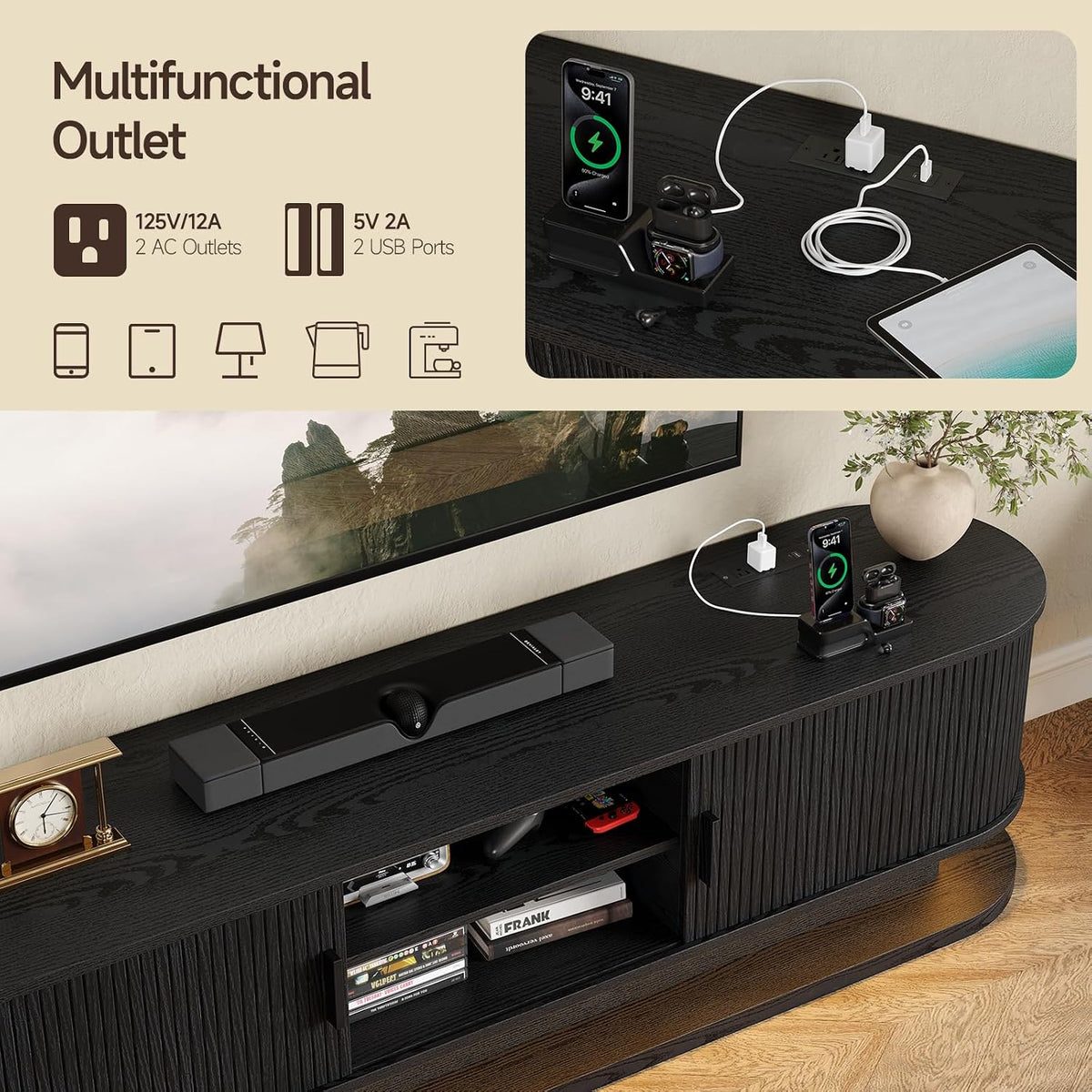70 Inch Fluted TV Stand for 80 Inch TVs