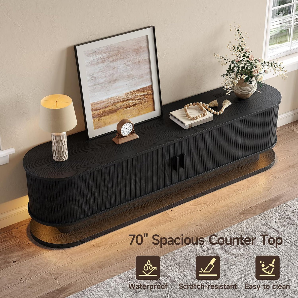70 Inch Fluted TV Stand for 80 Inch TVs