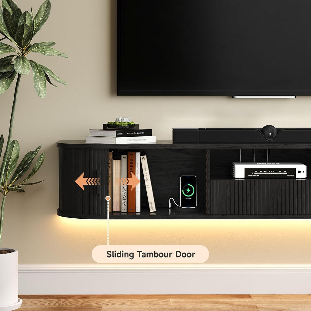 70 Inch Floating TV Stand with LED Lights and Drawer