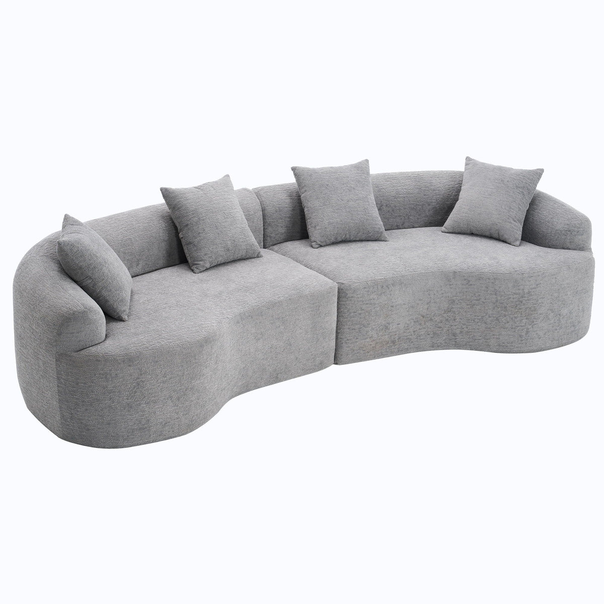 4-Seater Sleeper Sectional Sofa with 4 Pillows