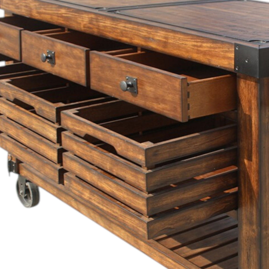 Kaif Distressed Chestnut Kitchen Cart