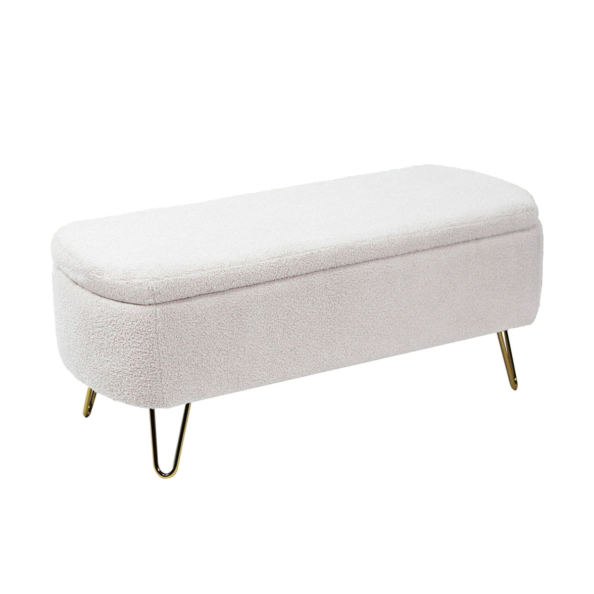 Faux Fur Storage Ottoman Bench for End of Bed