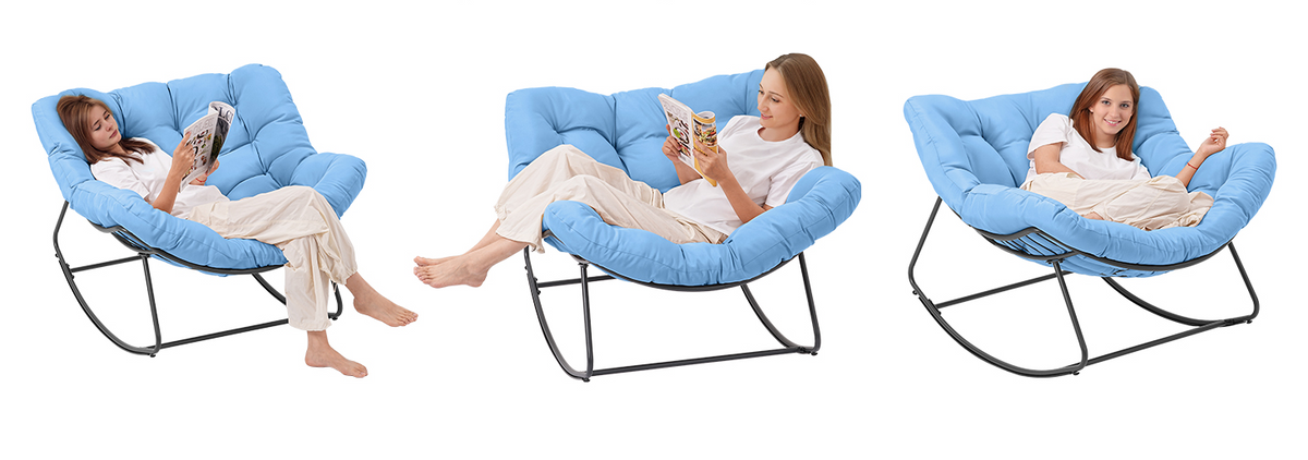 Papasan Rocking Egg Chair with Thick Cushion