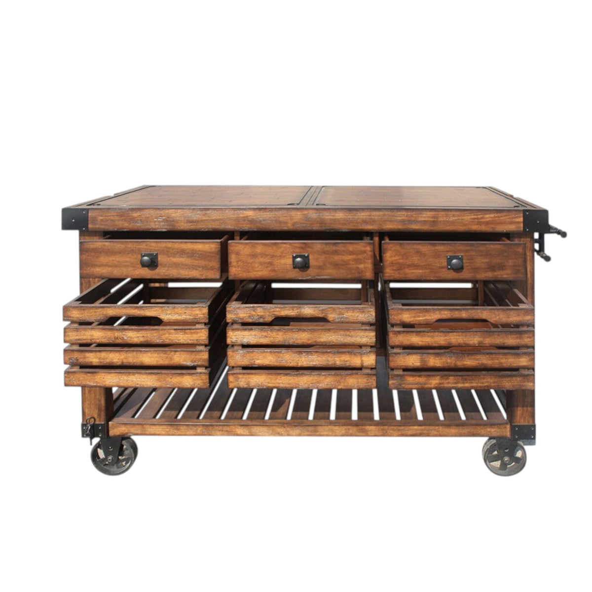 Kaif Distressed Chestnut Kitchen Cart