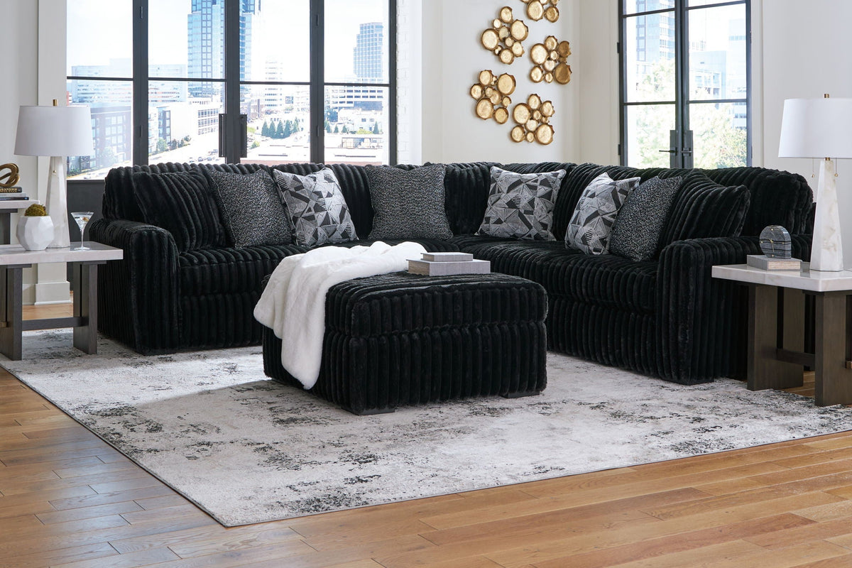 Midnight-Madness Black Sectional Set