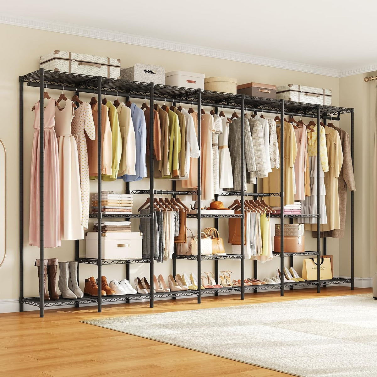 Freestanding Closet Organizer with Hanging Rods