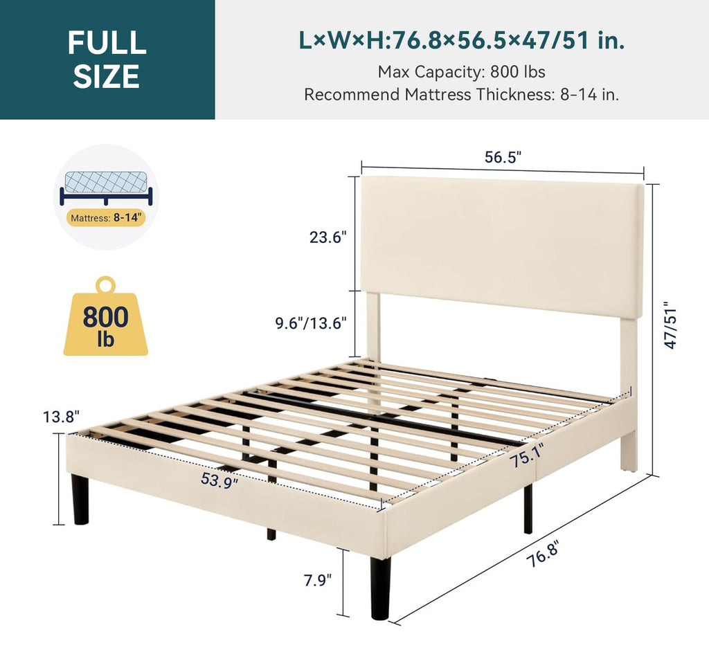 Velvet Platform Bed Frame with Adjustable Headboard