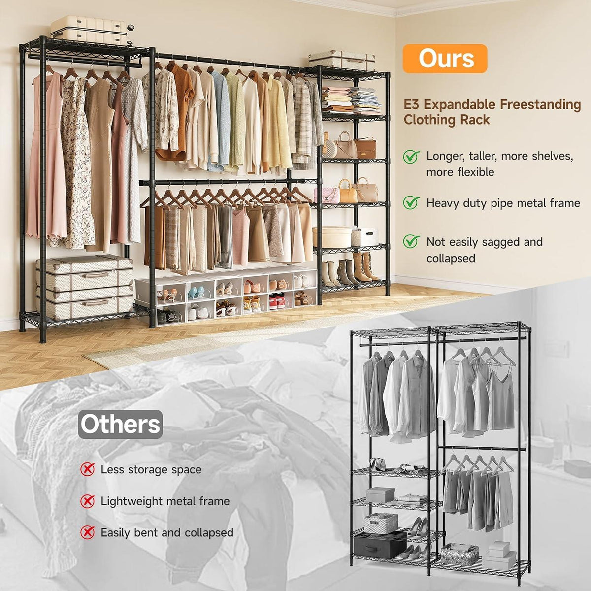 Freestanding Heavy-Duty Closet System, 1000 LBS