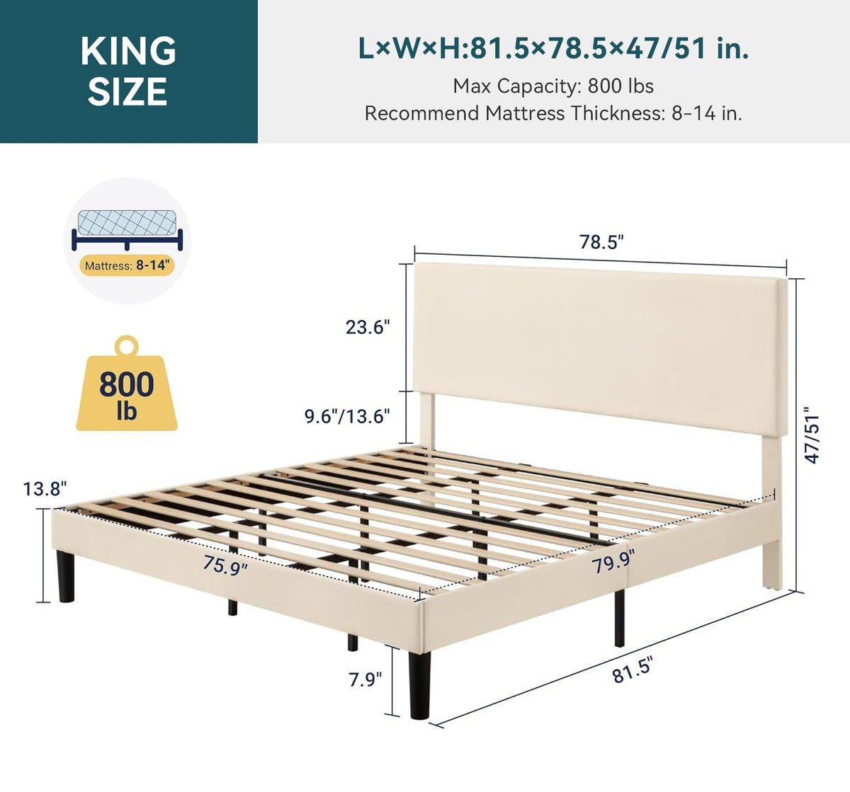 Velvet Platform Bed Frame with Adjustable Headboard