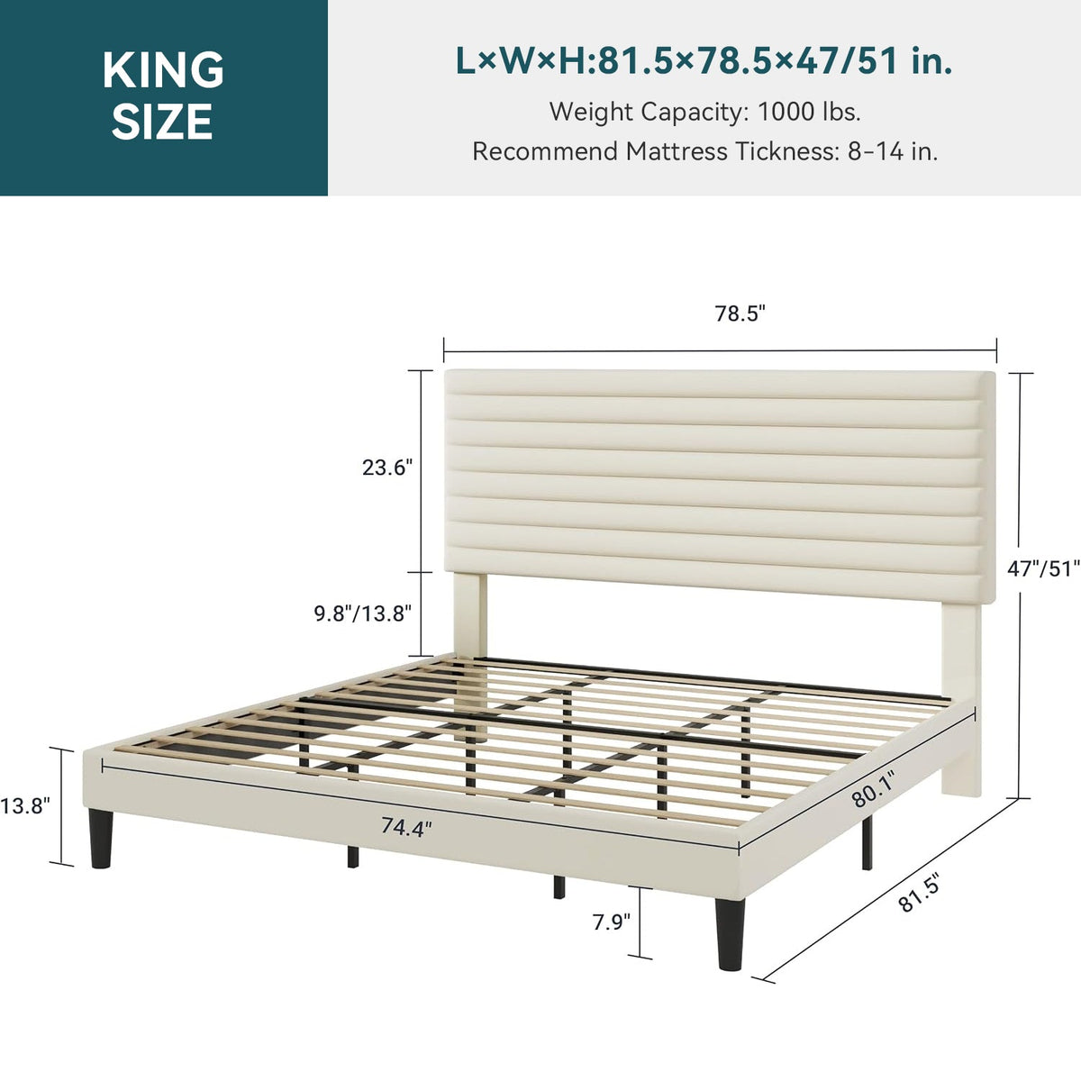 Velvet Upholstered Platform Bed with Adjustable Headboard