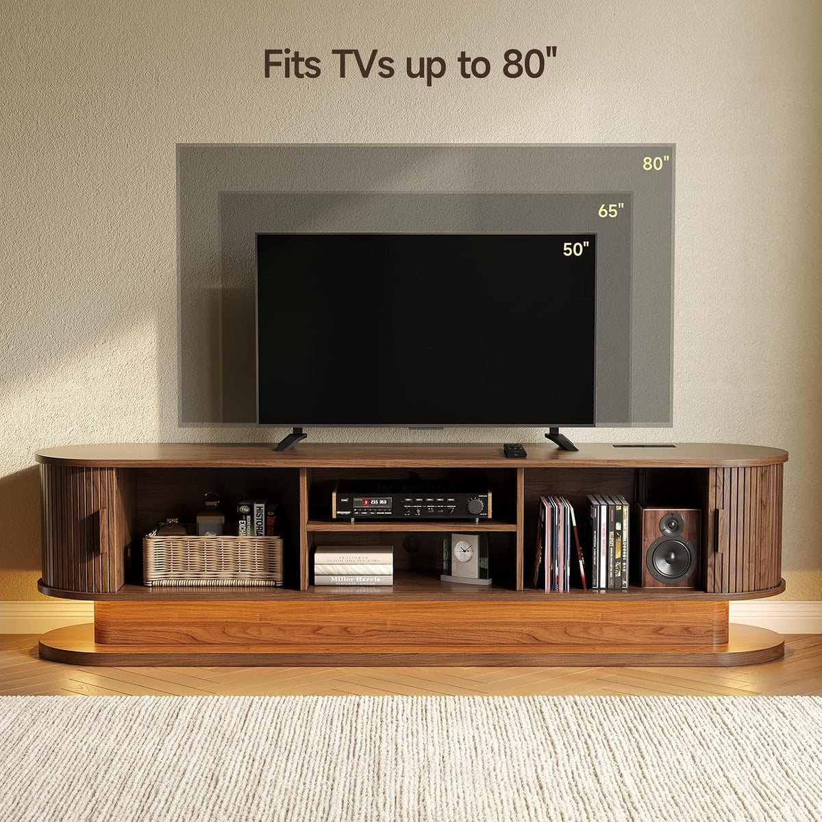70 Inch Fluted TV Stand for 80 Inch TVs